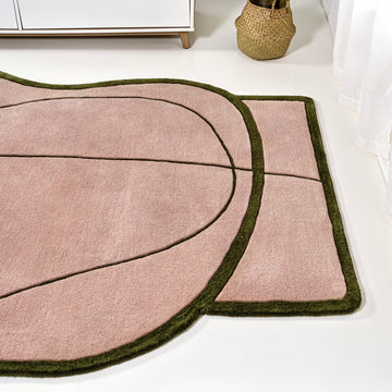 Mosaic Coastal Geometric Border Handwoven Wool Area Rug